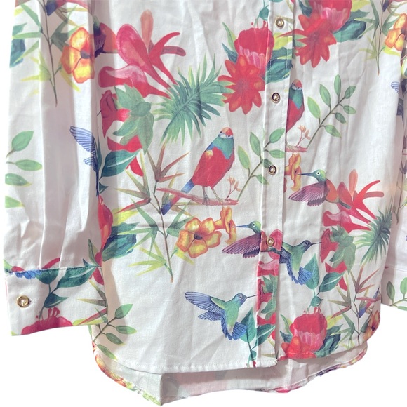 NWT Hopper Island Linen Blend Easy-Care Relaxed Long Sleeve Shirt Humming bird - Picture 10 of 10